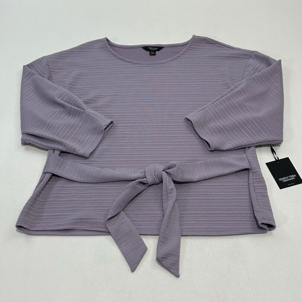 Simply Vera Vera Wang Women's Tie-Front Top Lavender, Size PXL